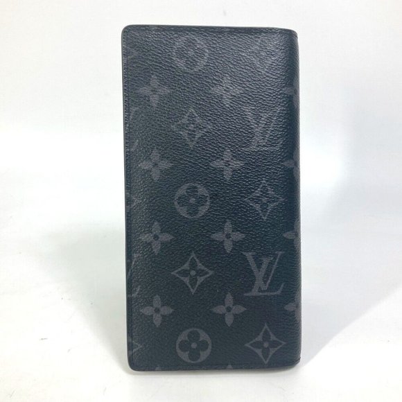 LOUIS VUITTON Monogram-Eclipse Portefeuille Brazza Two fold Long Wallet - Picture 1 of 14